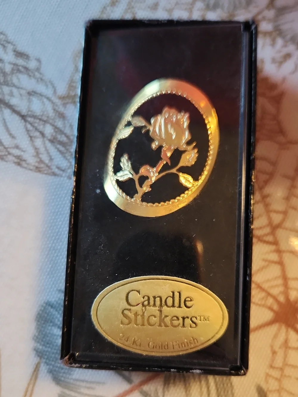 Candle Stickers 24K Gold Rose Decorative Accent